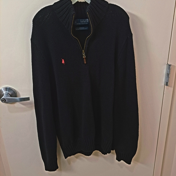 Mens Black Polo by Ralph Lauren Pullover 1/2 Zip Knit Sweater  Size XL - Picture 11 of 11